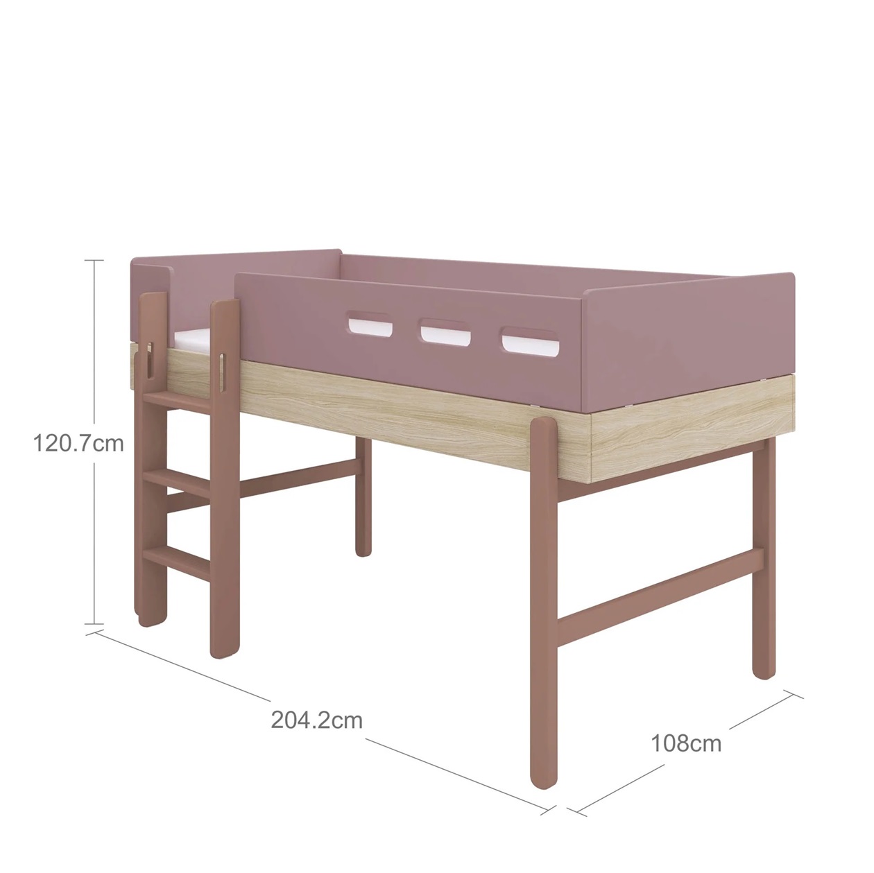Flexa, låg loftsäng 90x200 cm Popsicle, cherry oak - Bild 10