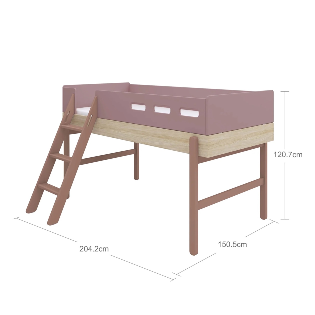 Flexa, låg loftsäng 90x200 cm Popsicle, cherry oak - Bild 11