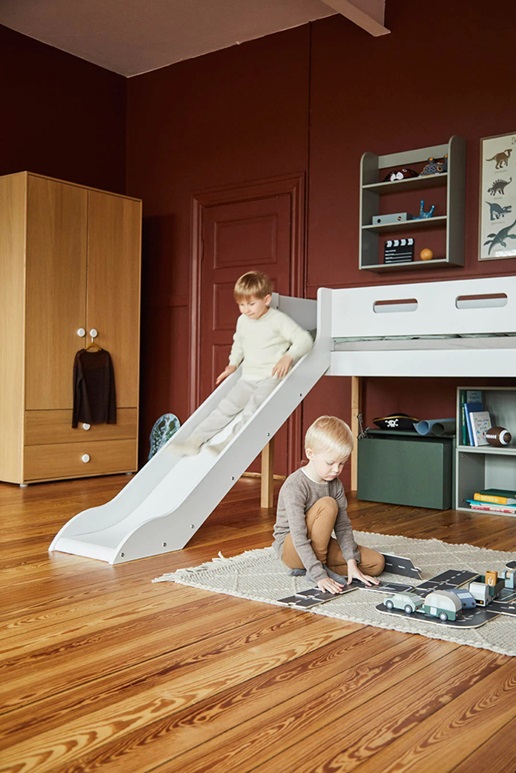 Flexa, låg loftsäng med rutschkana 90x200 cm Nor, vit/ek - Bild 4
