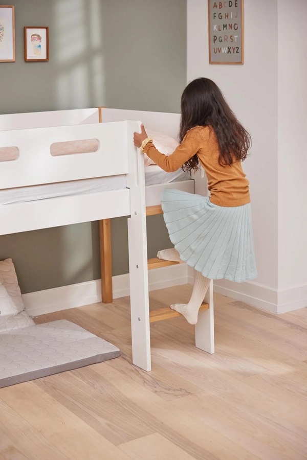 Flexa, låg loftsäng med rutschkana 90x200 cm Nor, vit/ek - Bild 7