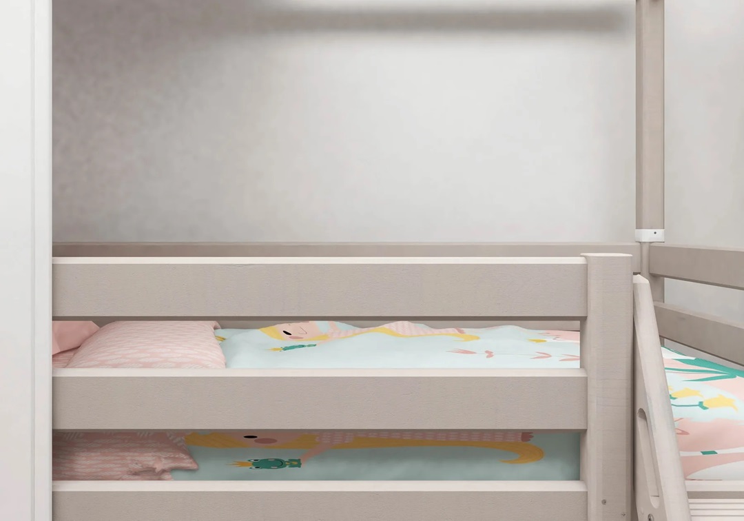 Flexa, låg loftsäng hussäng 90x200 cm Classic Half House, vit/grå - Bild 4