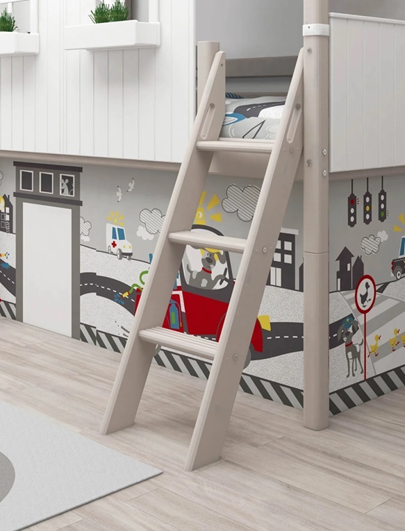 Flexa, låg loftsäng hussäng 90x200 cm Classic House, vit/grå - Bild 4