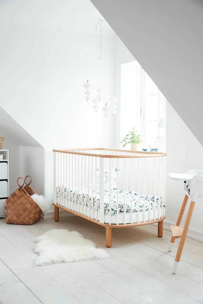 Flexa, spjälsäng barnsäng Baby 70x140, vit/natur - Bild 5
