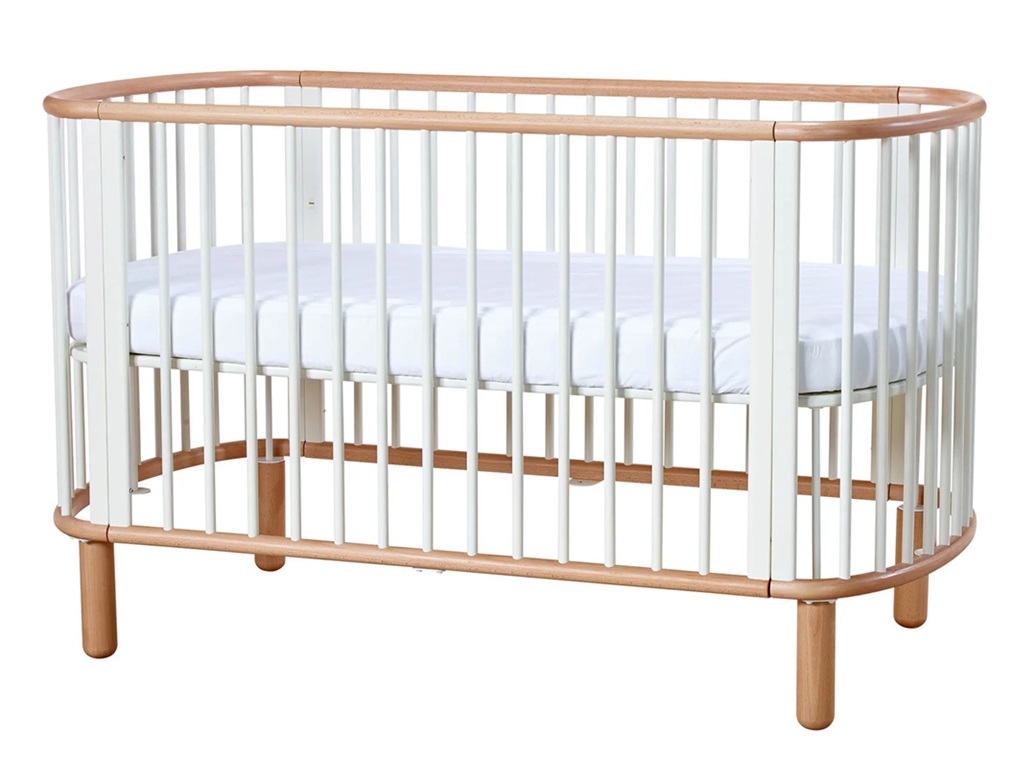 Flexa, spjälsäng barnsäng Baby 70x140, vit/natur