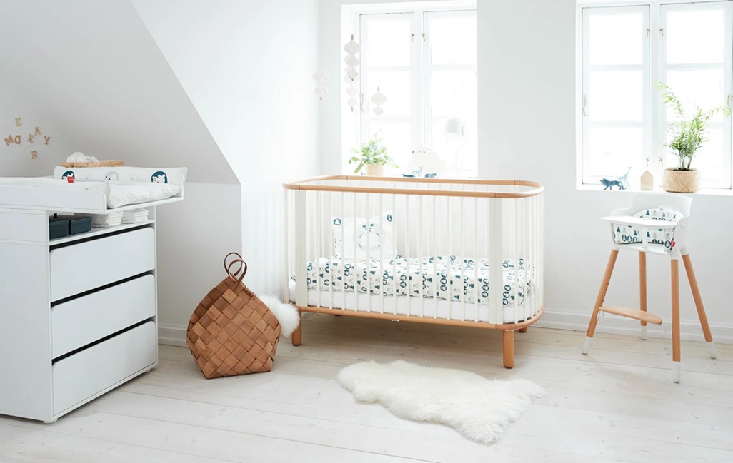 Flexa, spjälsäng barnsäng Baby 70x140, vit/natur - Bild 2