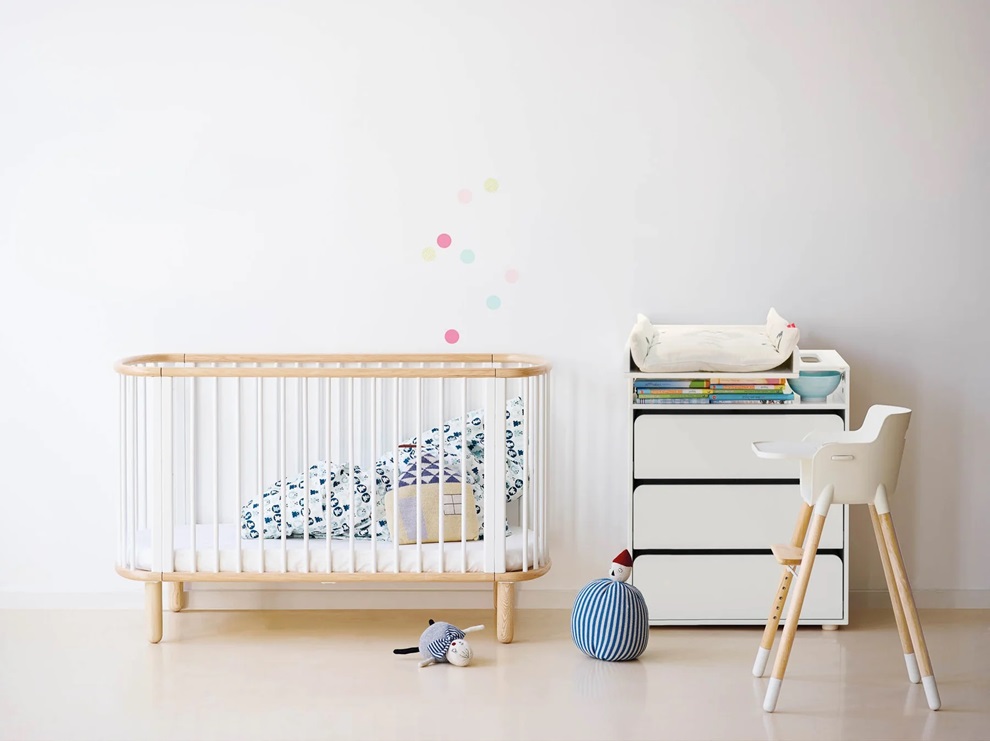 Flexa, spjälsäng barnsäng Baby 70x140, vit/natur - Bild 4