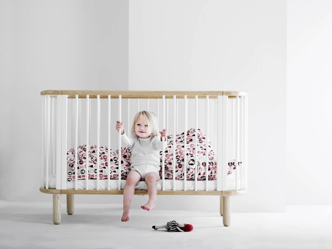 Flexa, spjälsäng barnsäng Baby 70x140, vit/natur - Bild 3