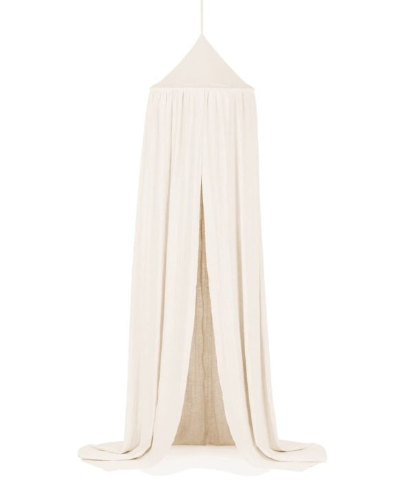 Vanilj sänghimmel i linne till barnrummet med ljusslinga, Cotton&Sweets