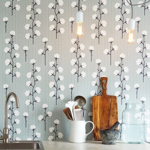 Majvillan, tapet till barnrummet Sweet cotton, grå