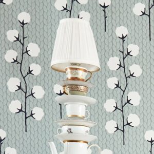 Majvillan, tapet till barnrummet Sweet cotton, grå