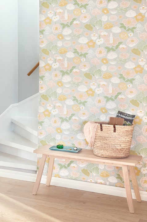 Majvillan, tapet till barnrummet Little light, grå