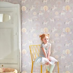 Majvillan, tapet till barnrummet True unicorns, lila