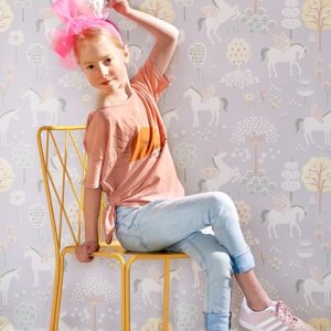 Majvillan, tapet till barnrummet True unicorns, lila
