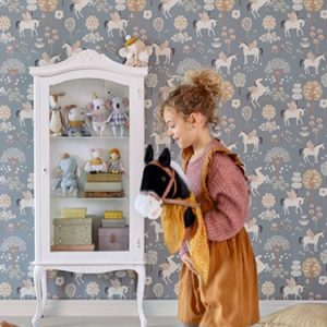 Majvillan, tapet till barnrummet True unicorns, blå