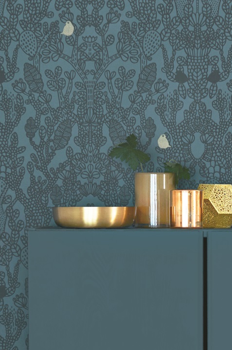 Majvillan, tapet till barnrummet Amelie, petrolblå - Bild 4