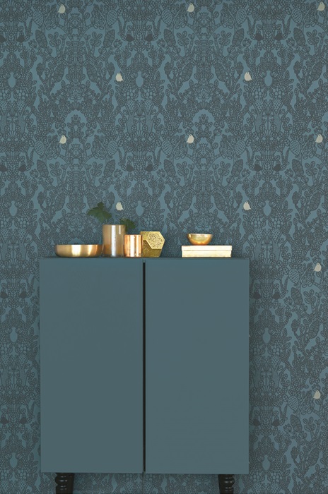 Majvillan, tapet till barnrummet Amelie, petrolblå - Bild 2