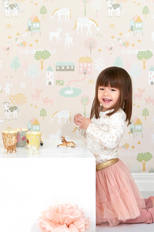 Majvillan, tapet till barnrummet My farm, soft pink - Bild 2