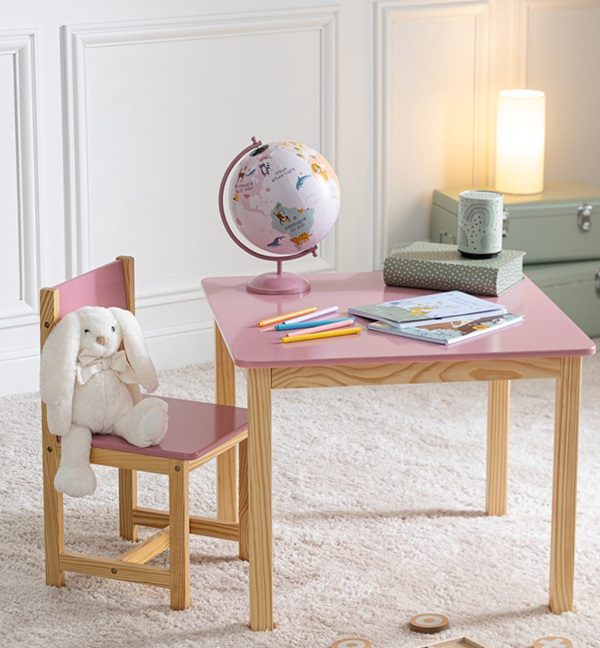 Träbord till barnrummet, antikrosa/natur