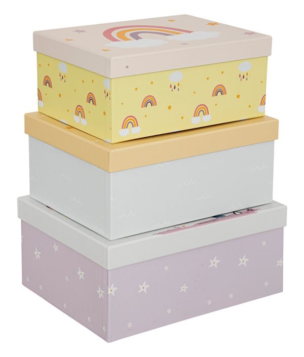 Förvaringslådor Rainbow, 3-pack