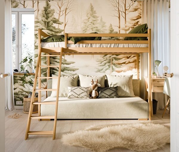 Loftsäng med utfällbar soffa Selma 90x200/140x200