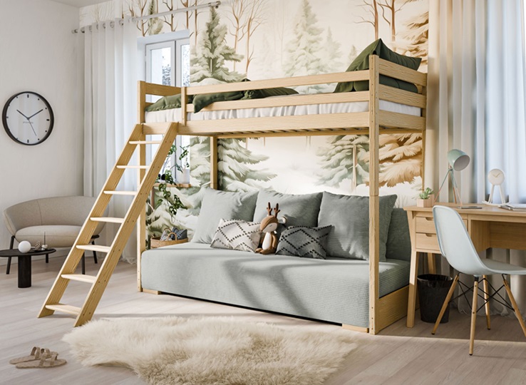 Loftsäng med utfällbar soffa Selma 90x200/140x200 - Bild 3