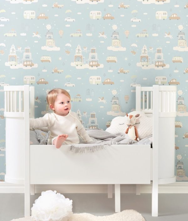 Majvillan, tapet till barnrummet Above the clouds, soft blue