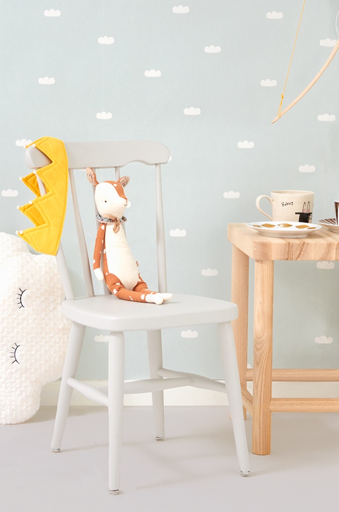 Majvillan, tapet till barnrummet Dreamy clouds, dusty blue - Bild 4