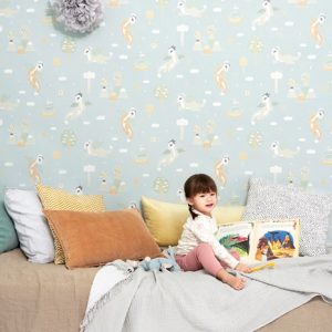 Majvillan, tapet till barnrummet Magical adventure, dusty blue