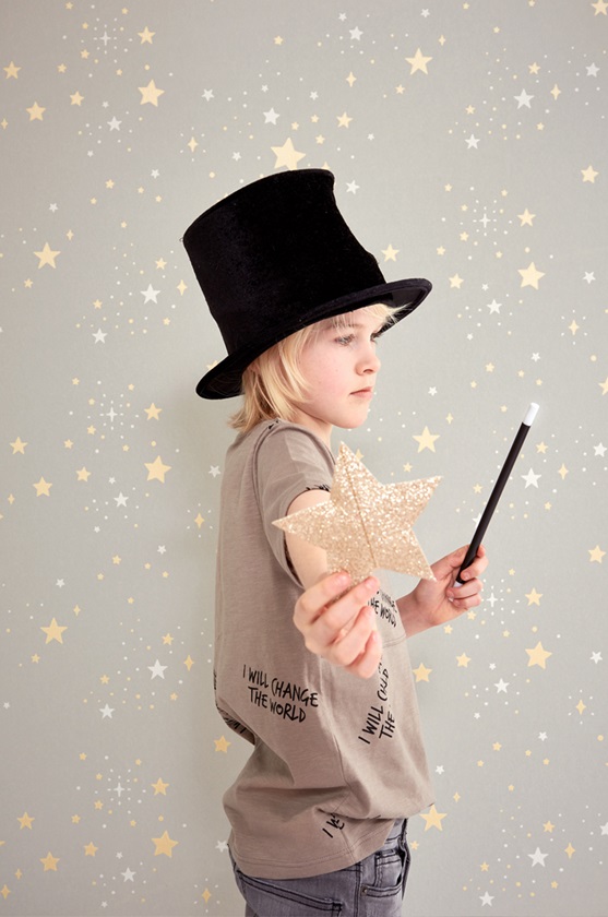 Majvillan, tapet till barnrummet Twinkle, mud grey - Bild 3