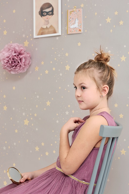 Majvillan, tapet till barnrummet Twinkle, dusty lilac - Bild 2