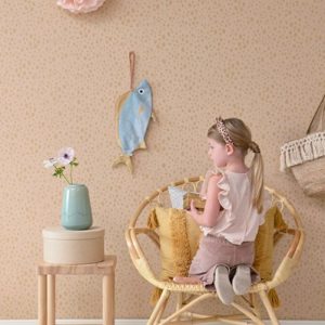 Majvillan, tapet till barnrummet Animal dots, dusty peach