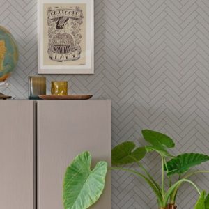 Majvillan, tapet till barnrummet Herringbone, greige blue