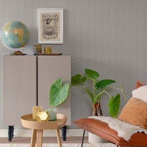 Majvillan, tapet till barnrummet Herringbone, greige blue