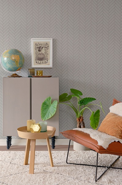 Majvillan, tapet till barnrummet Herringbone, greige blue - Bild 2