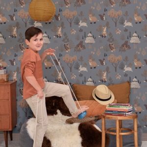 Majvillan, tapet till barnrummet Deep forest, midnight blue