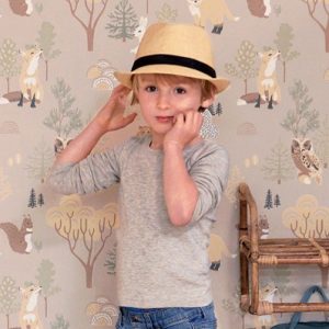 Majvillan, tapet till barnrummet Deep forest, soft beige