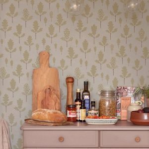 Majvillan, tapet till barnrummet Oak, greige blue