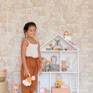 Majvillan, tapet till barnrummet Dollhouse, wool white