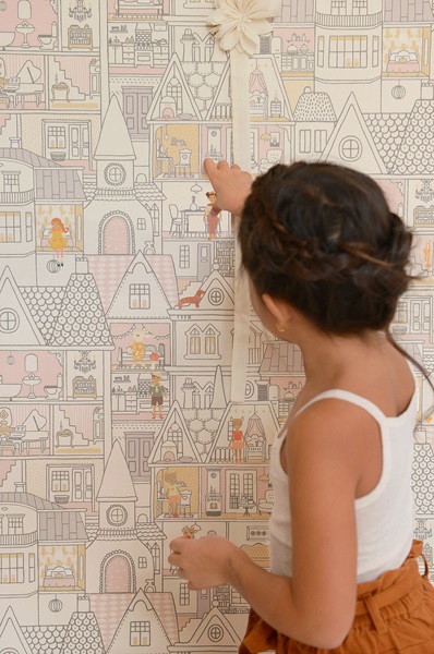 Majvillan, tapet till barnrummet Dollhouse, wool white - Bild 2