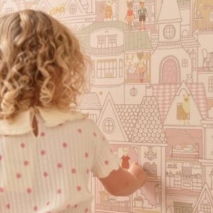 Majvillan, tapet till barnrummet Dollhouse, sunny pink