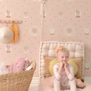 Majvillan, tapet till barnrummet Hearts, dusty warm pink