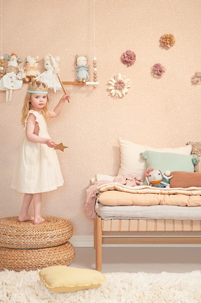 Majvillan, tapet till barnrummet Dots, soft pink - Bild 2