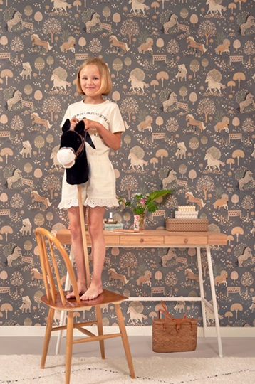 Majvillan, tapet till barnrummet My sweet pony, mignight blue - Bild 4