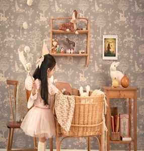 Majvillan, tapet till barnrummet Summer fields, dusty blue