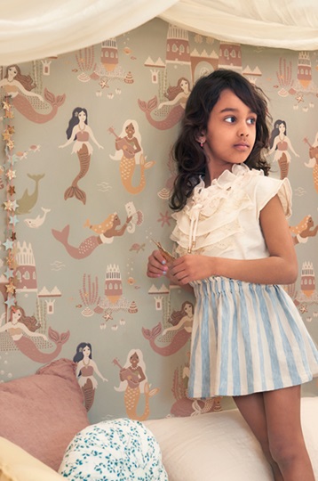 Majvillan, tapet till barnrummet Mermaid reef, ocean blue
