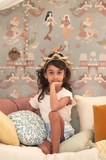 Majvillan, tapet till barnrummet Mermaid reef, ocean blue - Bild 2