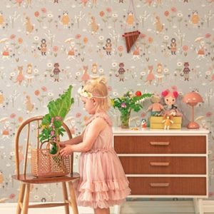 Majvillan, tapet till barnrummet Catwalk, dusty blue