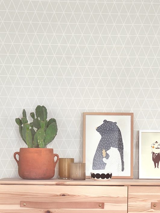 Majvillan, tapet till barnrummet Viggo, grå