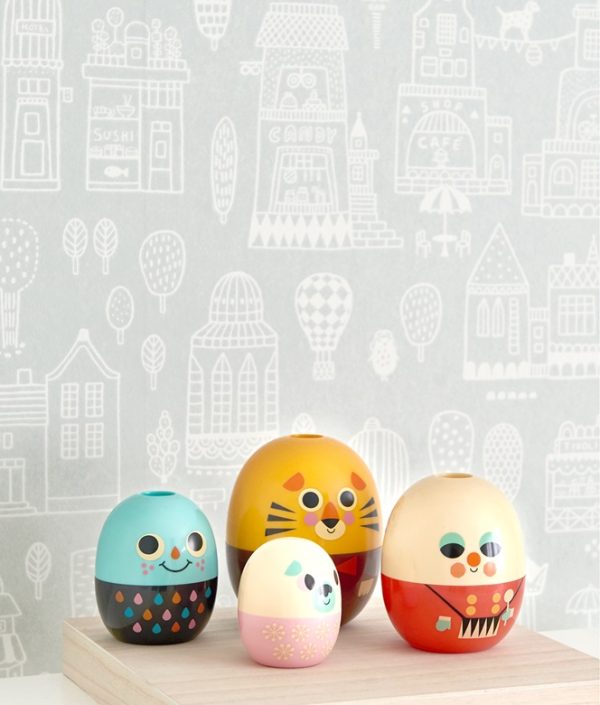 Majvillan, tapet till barnrummet Small town, grå