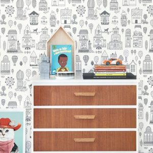 Majvillan, tapet till barnrummet Small town, soft black
